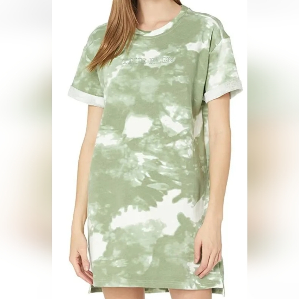 True Religion Tie Dye Green Shirt Dress/Size Medium